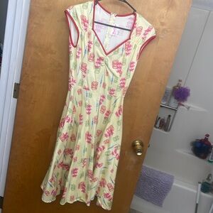 Pinup couture tiki dress yellow size M